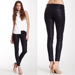 J Brand • 620 Super Skinny Jean Lacquer Black coated faux leather mid rise